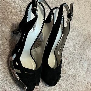 Emporio Armani Black and White Slingback Heels